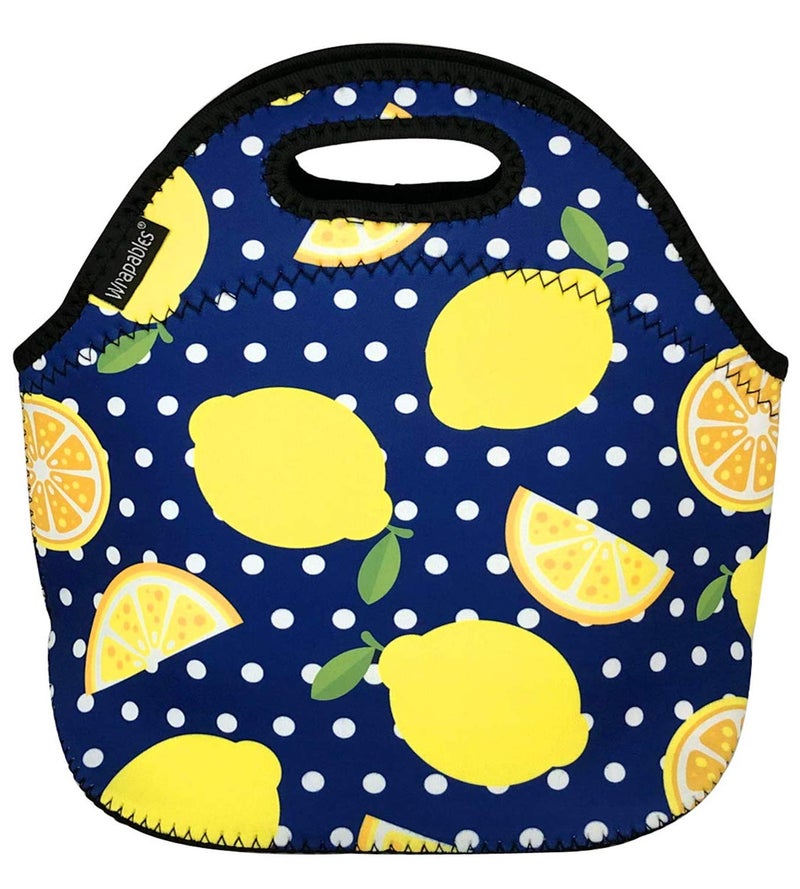 WrapablesÂ® Insulated Neoprene Lunch Bag, Lemons - Image 1